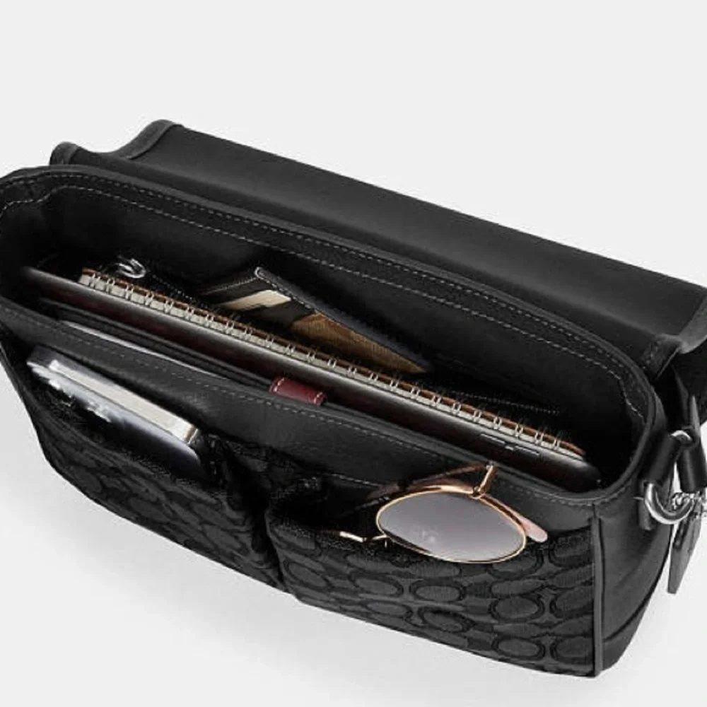 Coach Black Signature Crossbody Messenger Bag for Men